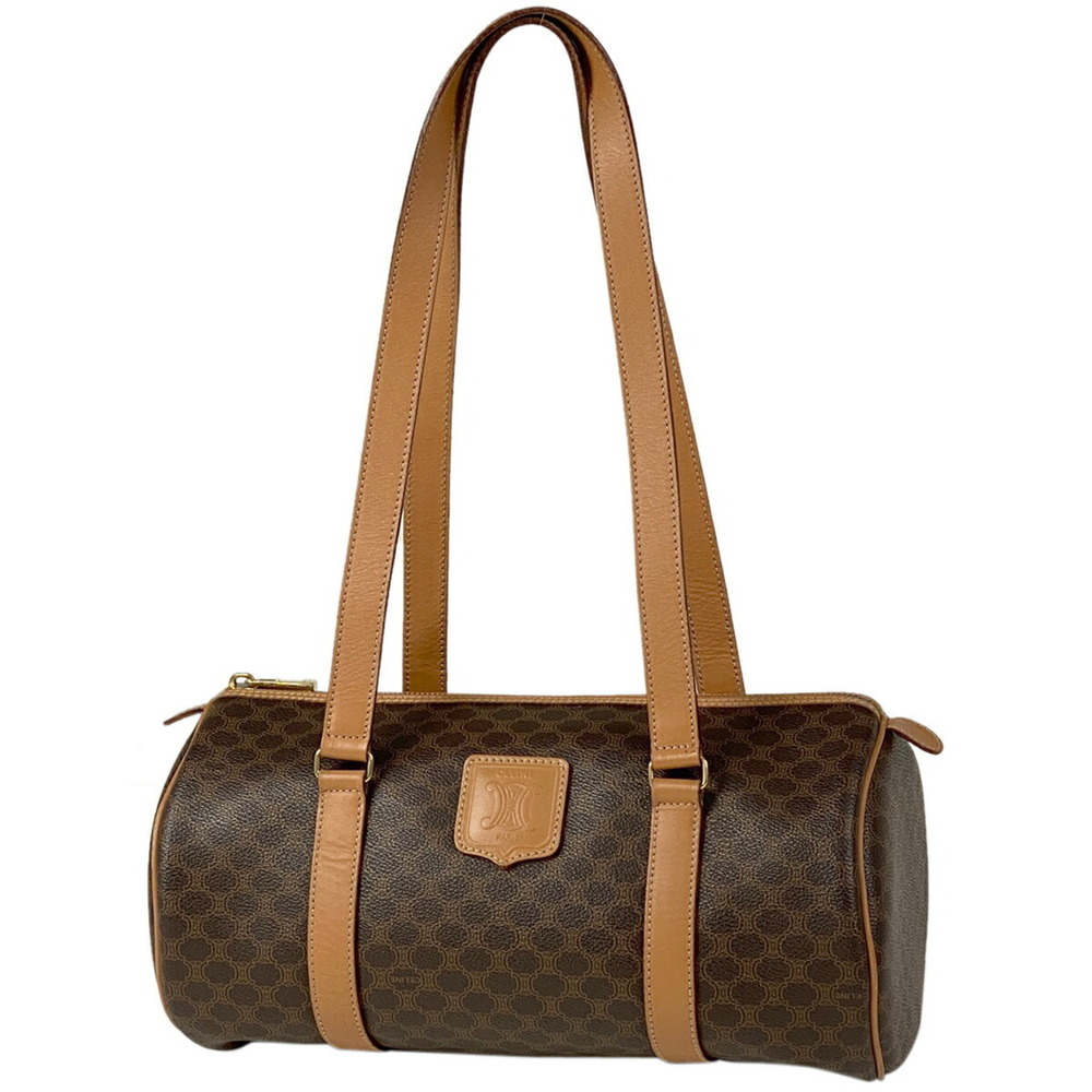 Celine Macadam shoulder bag logo all over cylindrical brown